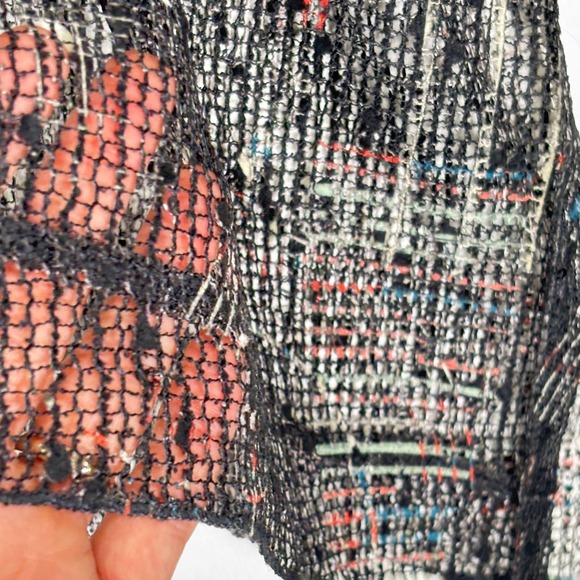 Jess & Jane Black Sheer Mesh Knit Top Womens L Sequins Boxy Punk Festival - Picture 6 of 8